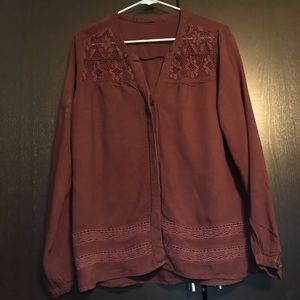 Purplish-Maroon Long Sleeve w/ Lace Detail